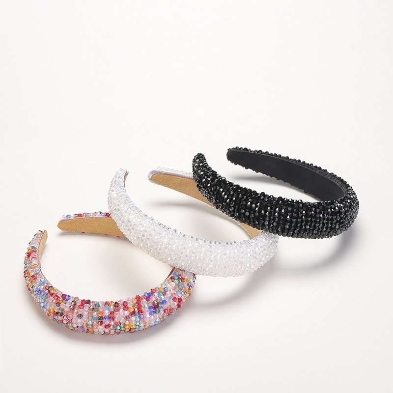 

simple Sponge wide band edge pure hand string crystal net red temperament headband Korean hair accessories