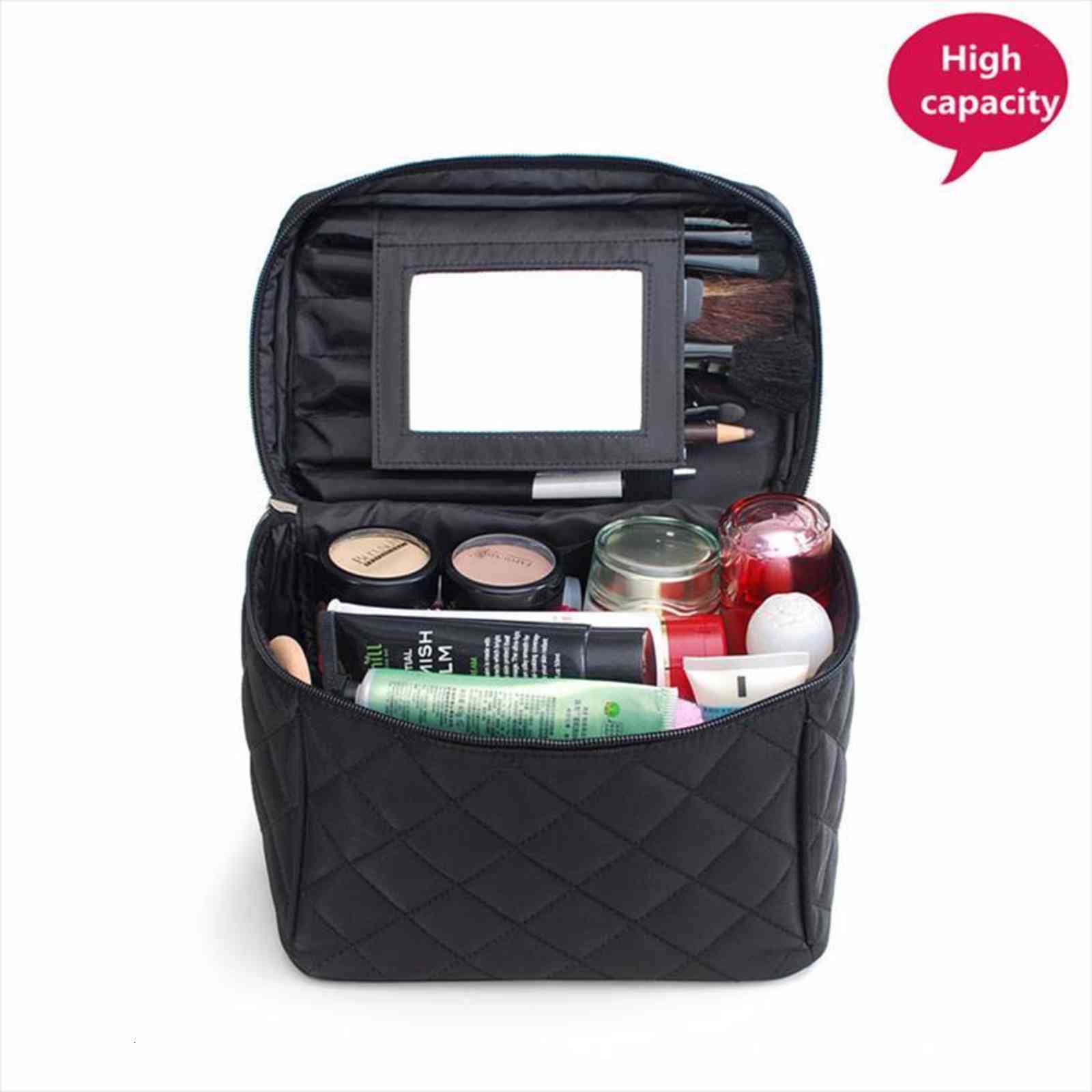

large cosmetic make up cases bag organizer beauty vanity makeup box women travel necessarie toiletry wash pouch with mirror