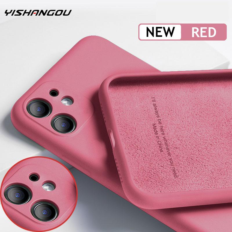 

For iPhone 11 12 13 Pro SE 2 Case Luxury Original Silicone Full Protect Soft Cover For iPhone X XR XS Max 7 8 6 6s 13 Pro Case, Sand pink