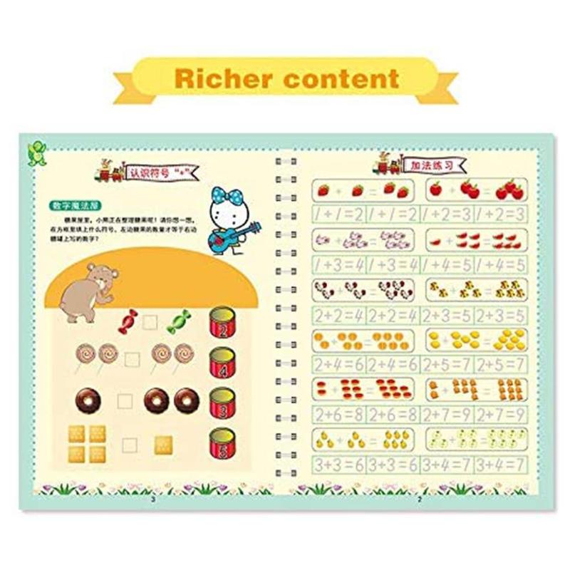 

Magic Practice Copybook English Reusable Kid Kindergarten Children Calligraphy Art Writing Tool Supply With Pen Notepads, Purple;pink