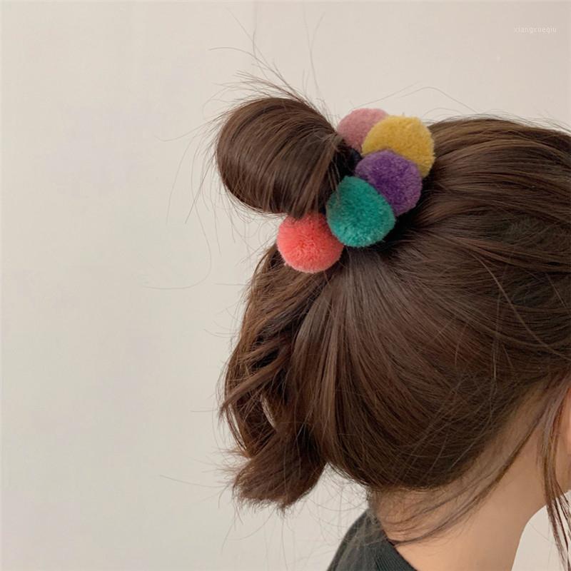 

Hair Clips & Barrettes AOMU Cute Simple Autumn Winter Warm Colorful Ball Hairbands Round Plush Ring Rubber Band For Women Girl, Golden;silver