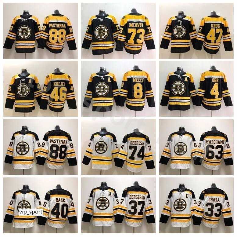 

Boston Bruins Ice Hockey 88 David Pastrnak Jersey 33 Zdeno Chara 37 Patrice Bergeron 63 Brad Marchand 40 Tuukka Rask David Krejci, Black