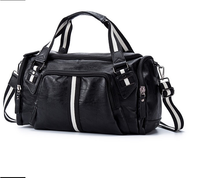 

Classic Flower Design Mens Leather Travel Bag,Portable Large Capacity Fitness handbag Shoulder Bag,Women Luggage Bags, Black