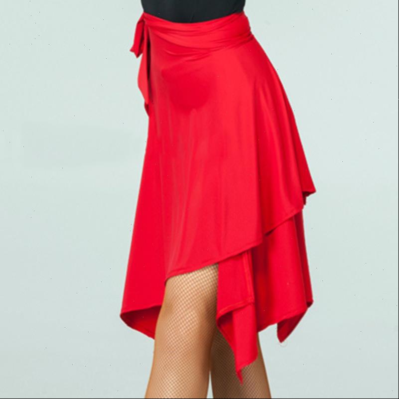 

irregular latin dance ballroom tango womens skirt chacha dancing lace up pure color elegant, Black