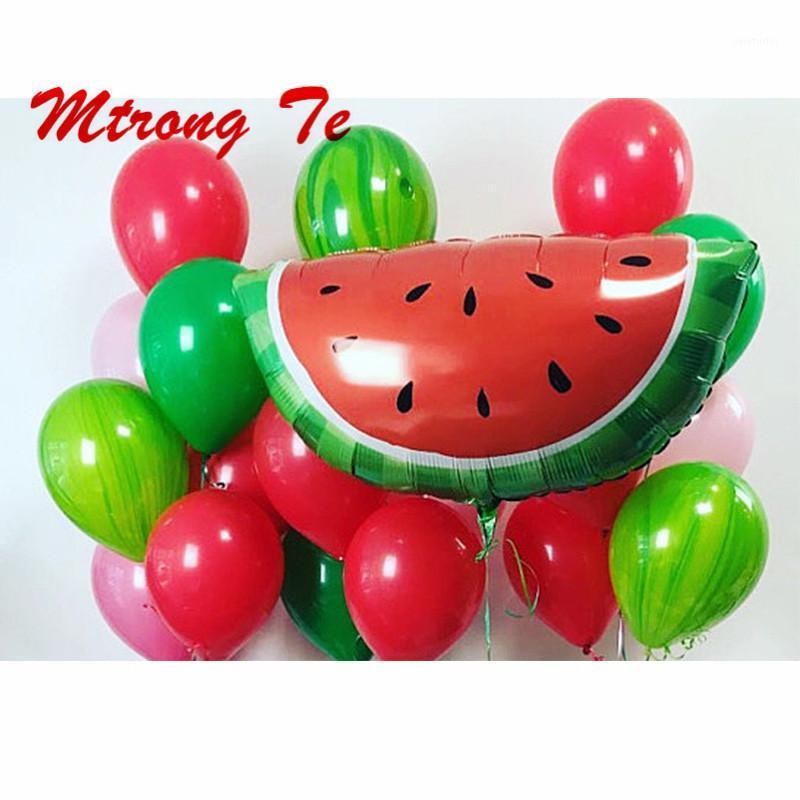 

Party Decoration 21pcs Summer Luau Supplies Watermelon Fruit Marble Round Latex Wedding Birthday Decorate Balloon 10" Air Globos