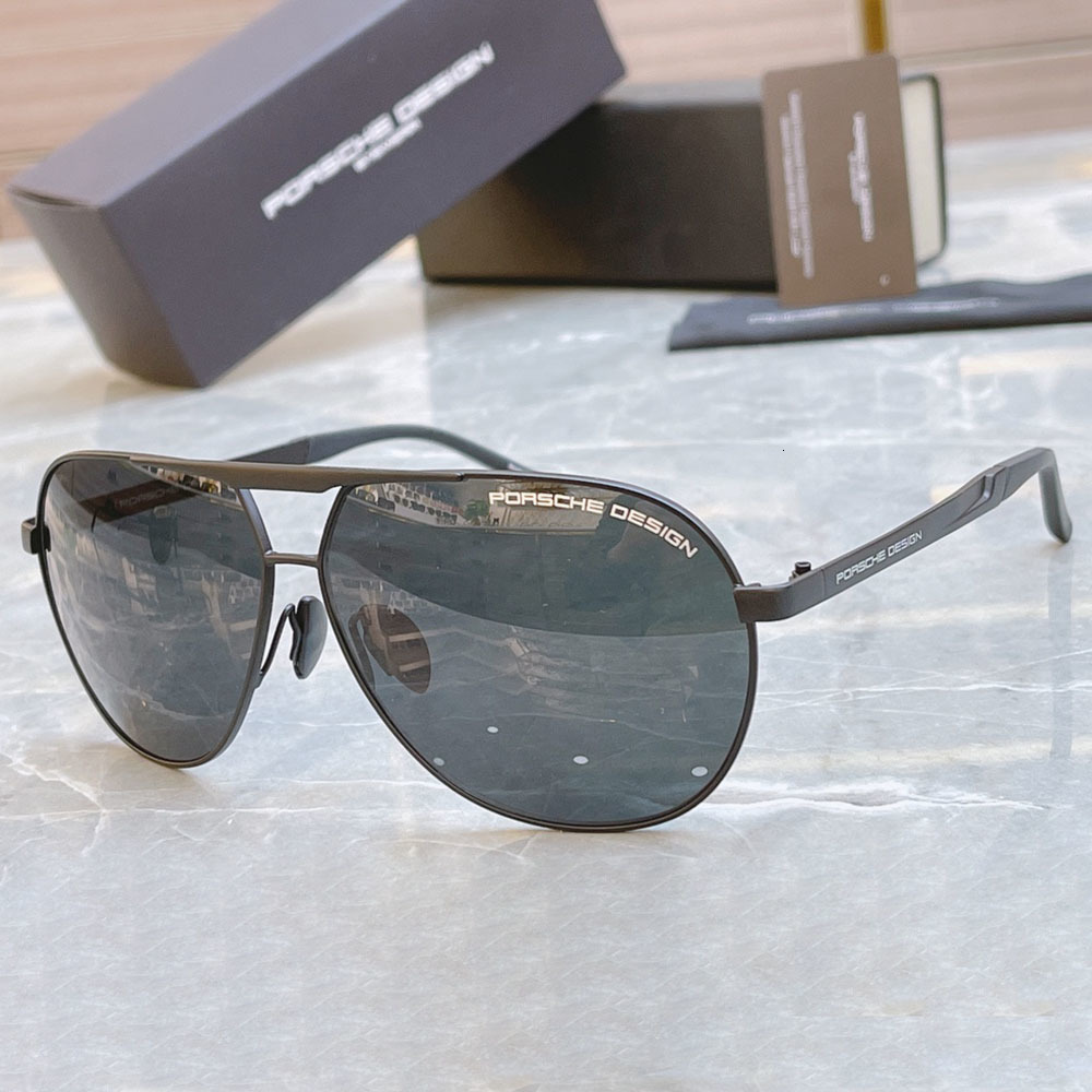 

Oval Aviator Pilot Goggles Design Brand P 8657 Men Driving UV400 Blue Film Plating Porsche Sunglasses With Box, White;black