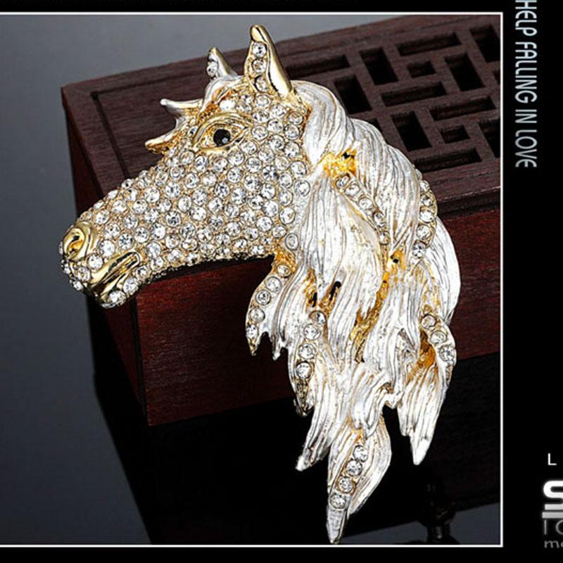 

Pins, Brooches Donia Jewelry Mens Animal Hair Clips Fashion Punk Horse Brooch Bijuteriras Collares Rhinestone