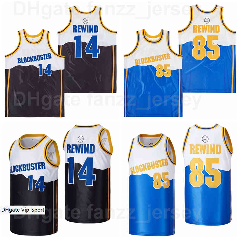 

Movie #14 Video Blockbuster 85 Rewind Basketball Jersey Hip Hop High School Breathable HipHop Team Color Blue Black For Sport Fans Pure Cotton Shirt Top Quality