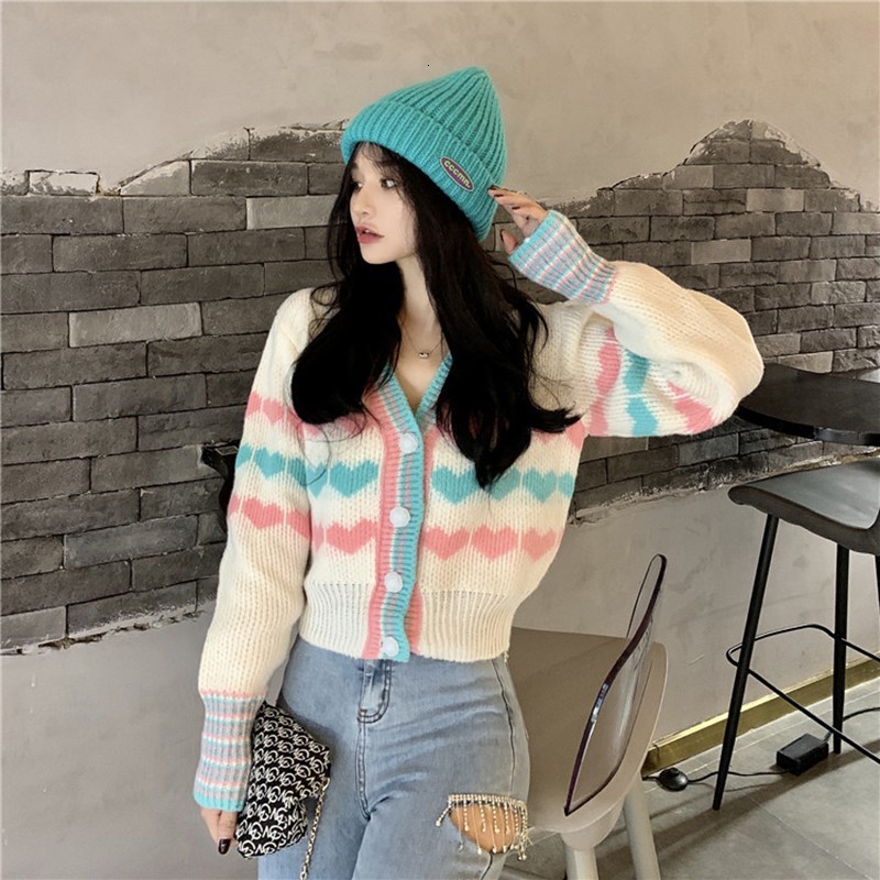 

women's sweaters sweet short cardigan woman's jacket on the loose with low-necked waistband autumn outwear pretty standard women&#, White;black