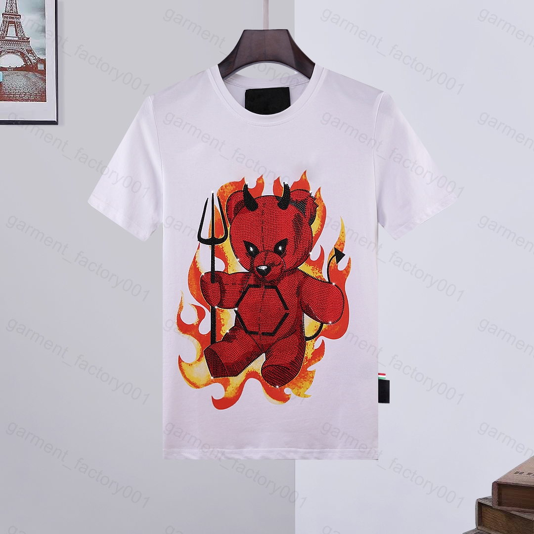 

Phillip Plain Men designer PP Skull Diamond t shirt Short sleeve Dollar Brown bear Brand tee O-Neck high Quality Skulls TShirt tees tops 07, White