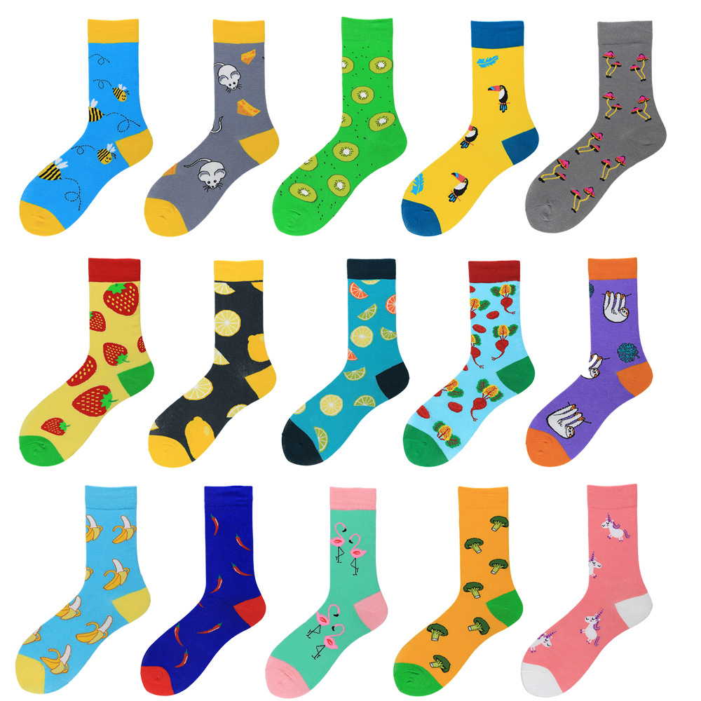 

Men's Fun Colorful Funky Socks for Men Funny Patterned Casual Combed Cotton Office Cool Crazy Unique, White