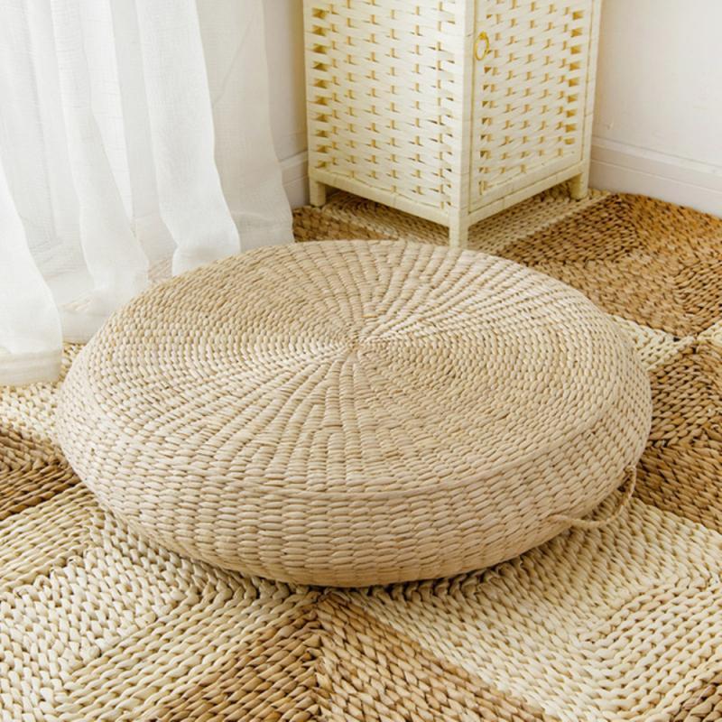 

Cushion/Decorative Pillow Tatami Futon Meditation Cushion Thickening Yoga Circle Corn Husk Straw Braid Mat Japanese Style With Silk Wadding