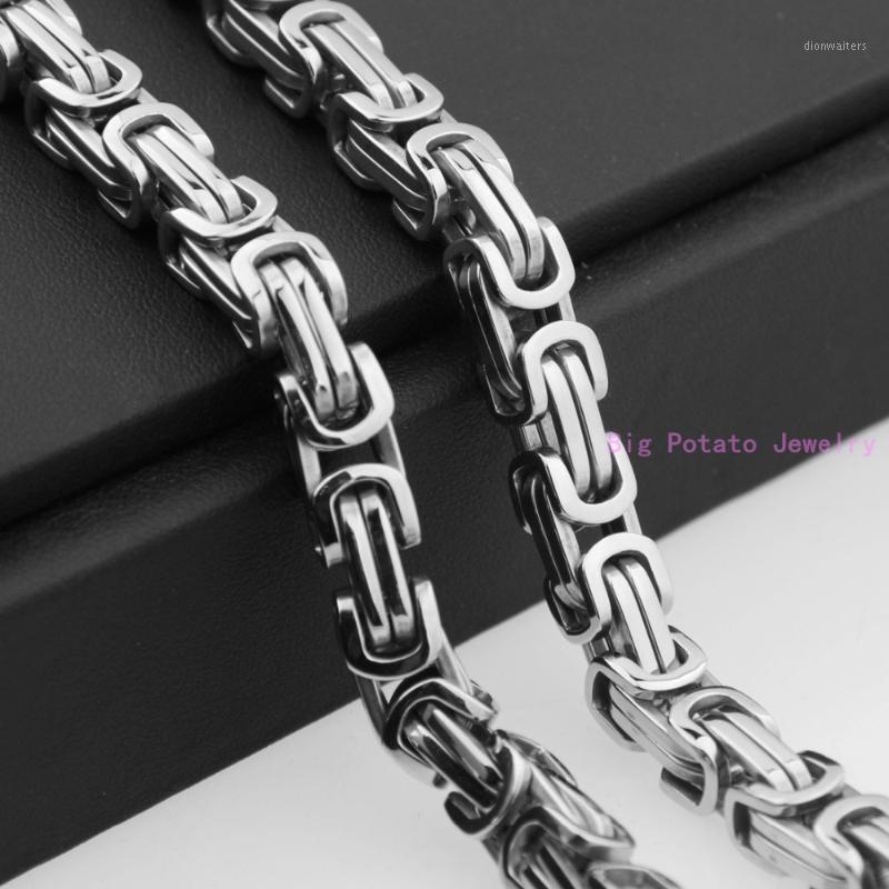 

Fashion 7-40inch Silver Color Byzantine Box Chain 316L Stainless Steel 8mm Wide Bracelet/Necklace Handsome Men Jewelry Chains