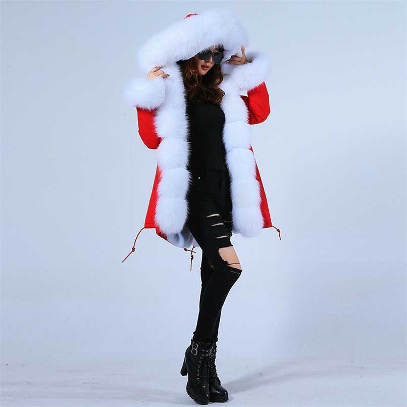 

Winter parka real fur collar hooded thick warm artificial rex rabbit fur liner fashion luxury fur coat jacket 211019, 16