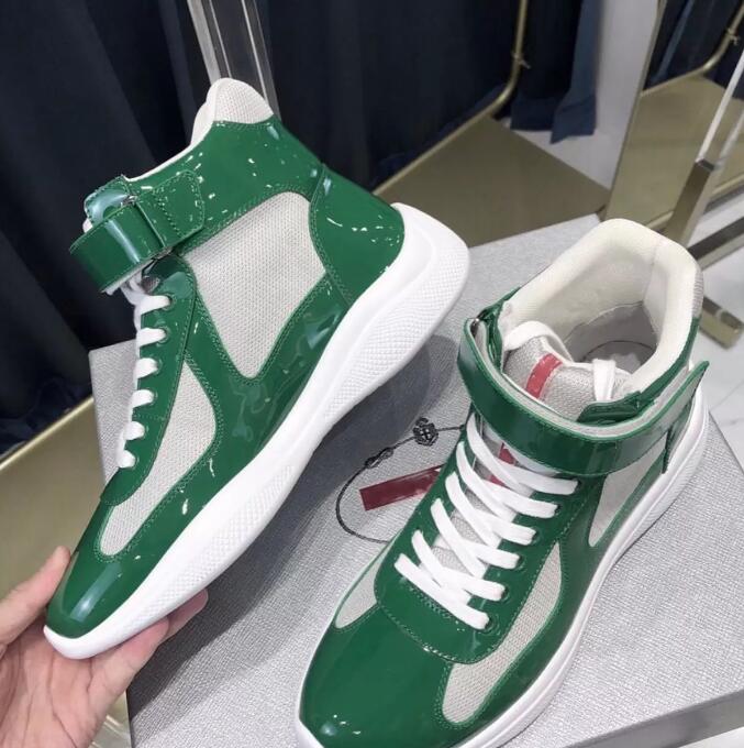

Perfect Americas Cup High-top Sneakers Men Shoes Walking Rubber Sole Men's Sports Mesh Fabric Patent Leather Outdoor Trainers