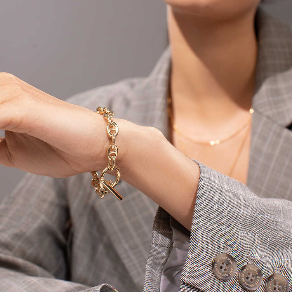 

ENFASHION Geometric Hollow Bracelet Femme Gold Color Stainless Steel Punk Bracelets For Women Fashion Jewelry Friends Gift B2046 210609