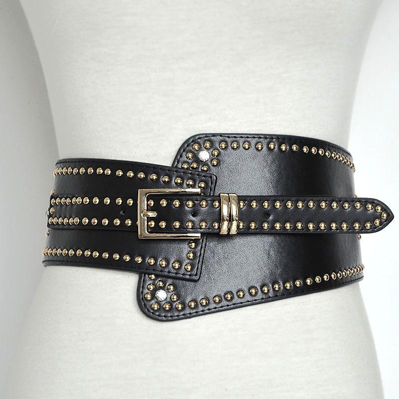 

Belts Women Waist Belt Seal Fashion Black For Luxury Designer Brand Rivet Elastic Pin Buckle Wide, White