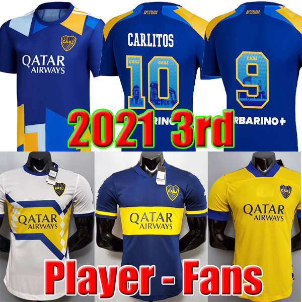 

2021 Player Version Fans BOCA JUNIORS Soccer Jerseys 20 21 DE ROSSI MARADONA TEVEZ CARLITOS ROJO CAMISA FUTEBOL ROMAN KIDS football SHIRT SETS UNIFORMS, 2020 away