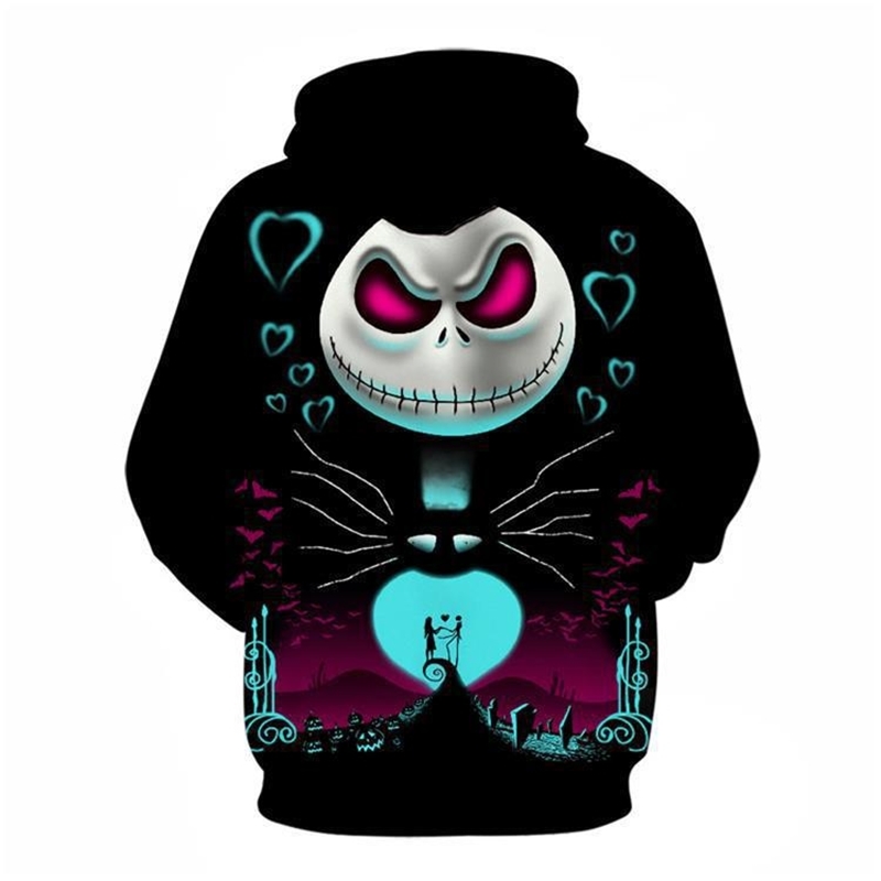

Fall 2020 new skull 3D digital printing men's Hooded Sweater, Black