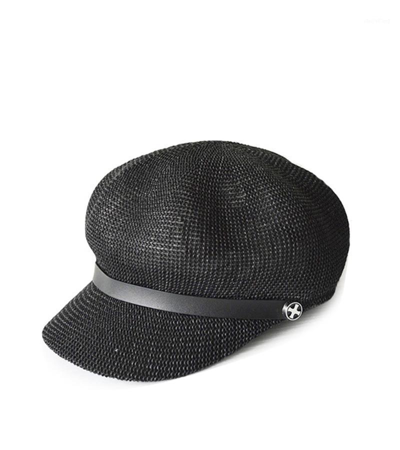 

Fasbys Women Straw Cap Breathable Sun Hat Octagonal Summer Vacation Berets, Black