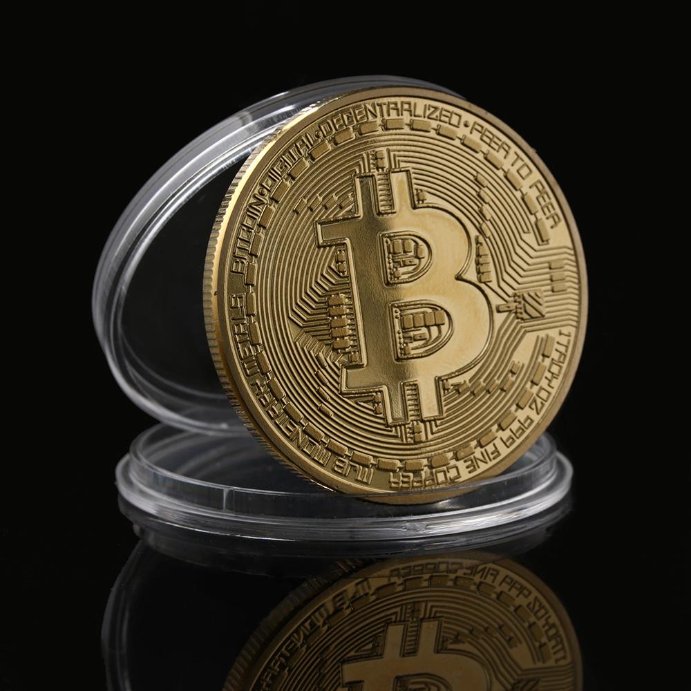 

1pc Physical Metal Antique Imitation Coins Gold Plated Physicals Bitcoins Casascius Bit Coin BTC With Case Gift Art Collection