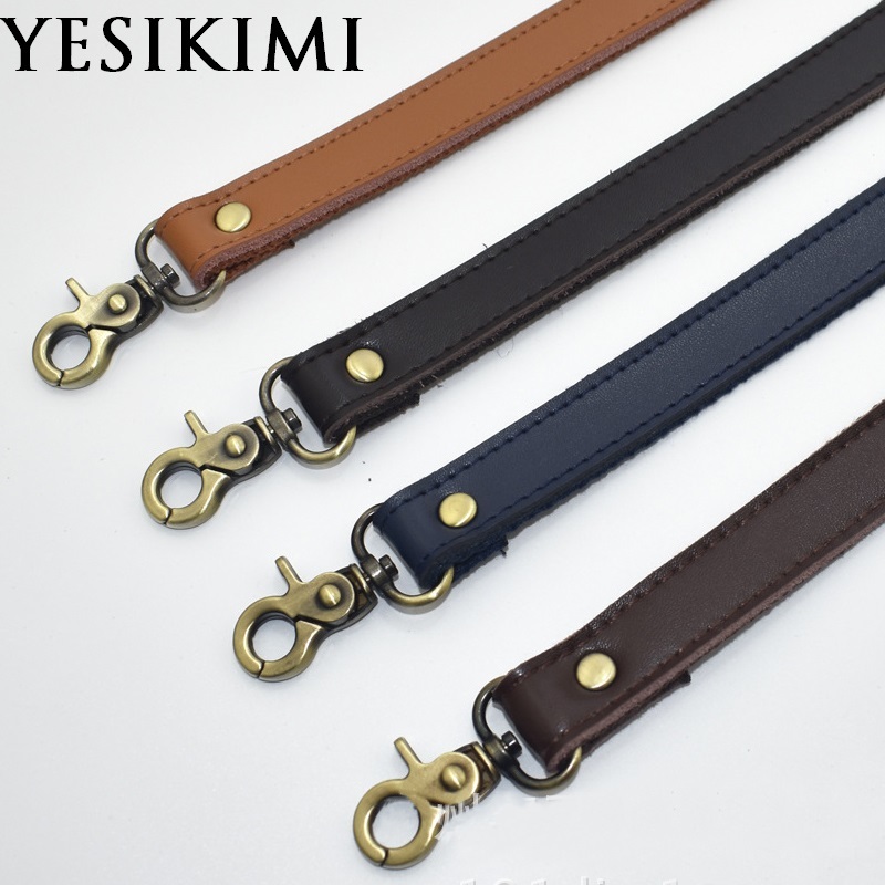 

DIY Genuine Leather Vintage Short Bag Strap 2*58CM Replacement Bag Accessories Bronze Buckle Bag Belt Good Quality