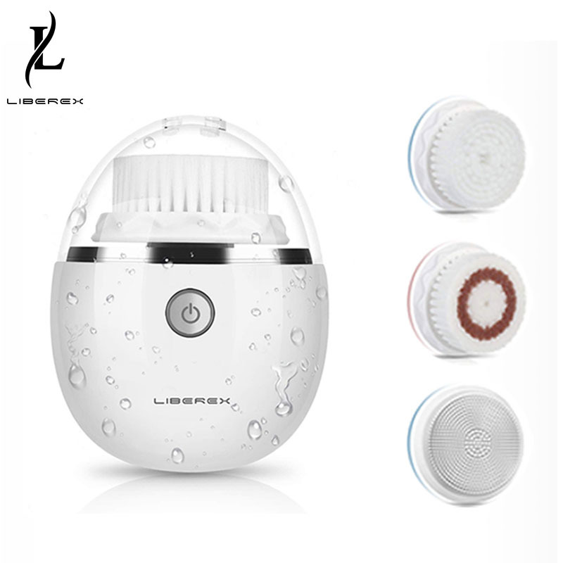 

Liberex Facial Cleansing Brush Sonic Electric Face IPX7 Waterproof Soft Deep Pore Massage 3 Heads Wireless Gently clean Q0608
