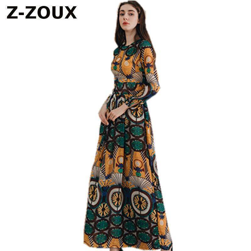 

Women Dress Long Sleeve Print Chiffon Dresses Plus Size Vintage Sexy Flowers Summer Clothes 210524, Printing