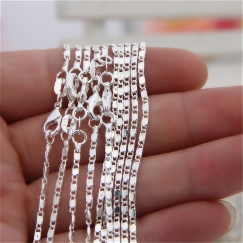 

10pcs plated Silver Tile Necklaces Chains 2MM Women's Figaro Link Necklace 16"-30"41 Q2