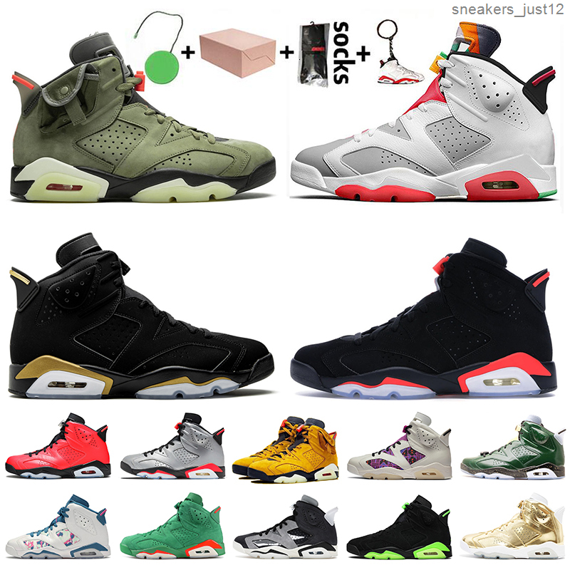 

With Box Travis Hare 6 Jumpman 6s Mens Basketball Shoes Black Infrared Tech Chrome Gatorade DMP Carmine Trainers Sneakers Big Size 13, #22 maroon 40-47