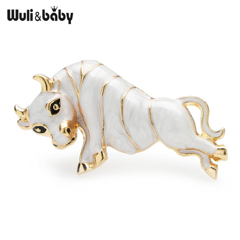 

Pins, Brooches Wuli&baby Enamel Cattle For Women 3-color Ox Bull Animal Party Year Brooch Pins Gifts