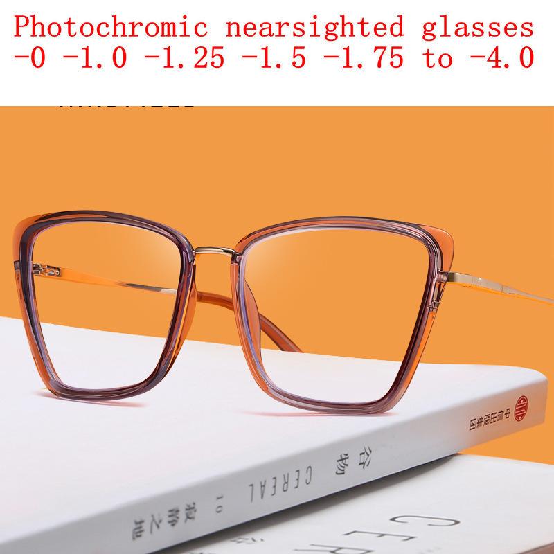 

Sunglasses Finished Myopia Glasses Women Men Transition Pochromic Round Shortsighted Lady Optical Prescription Eyeglasses NX