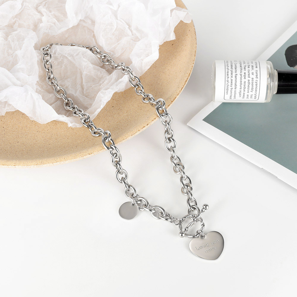 

For Women Luxury Brand Jewelry Stainless Sweater Chain Titanium Steel Heart Pendant Necklace Kpop Ins