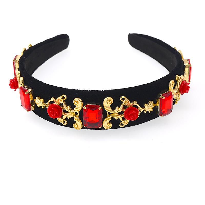 

Hair Clips & Barrettes Luxurious Baroque Retro Band Fashion Red Flower Bridal Accessories Gold Delicate Cross Jewelry, Golden;silver