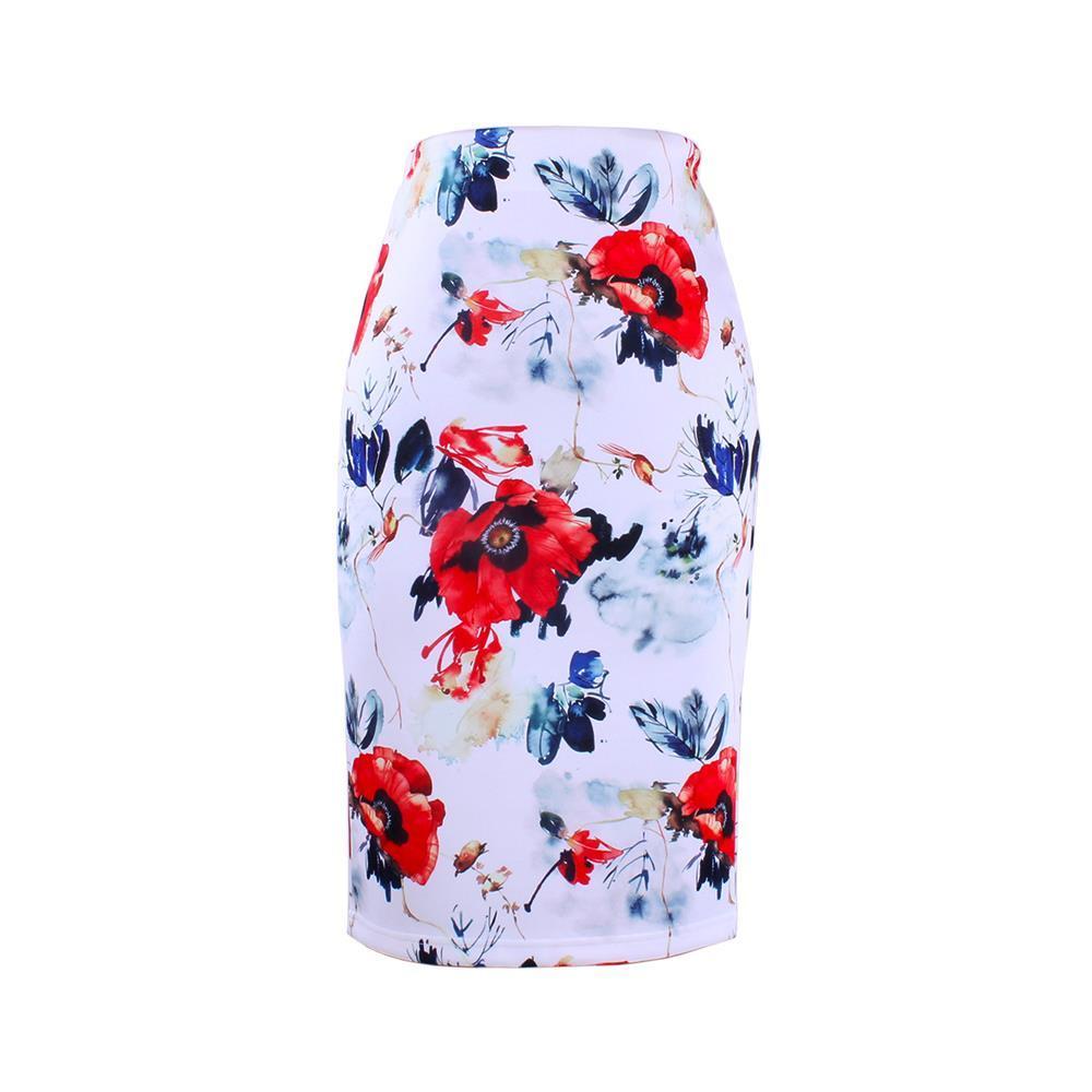 

discount sale bottoms flower womens skirt print s 4xl midi saia faldas fashion girls pencil skirts floral wholesale price, Black