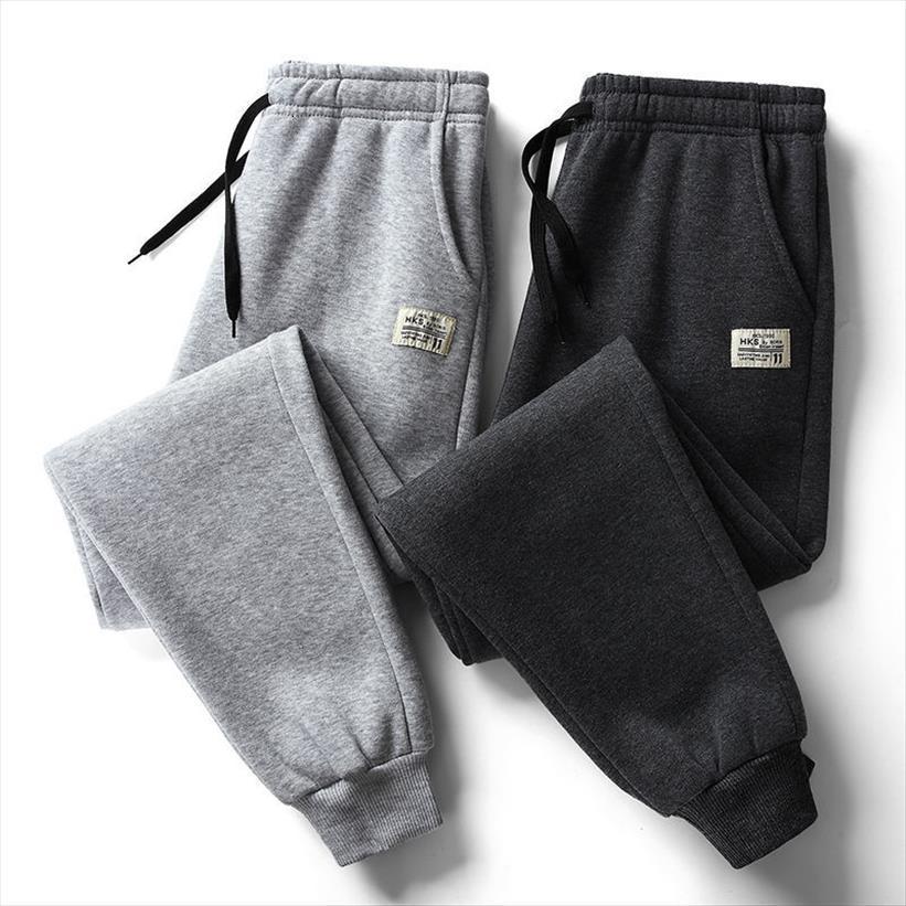 

fleece jogger sports polyester women pants trousers male winter warm velvet sweatpants plus size 4xl pencil tracksuit autumn, Black