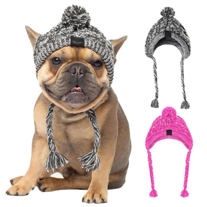 

Dog Apparel Warm Pet Knitted Hat Windproof Headwear For Winter Cat Puppy Small Animals Products Striped Heagear