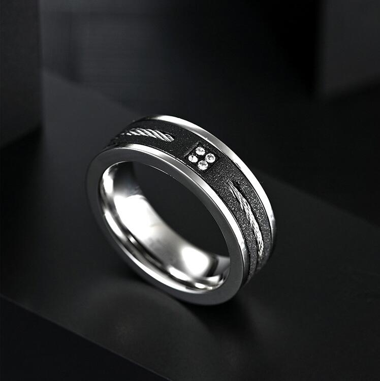 

Titanium steel diamond ring men's three-dimensional punk European and American style hip-hop fashion luxury gift boyfriend birthday jewelry