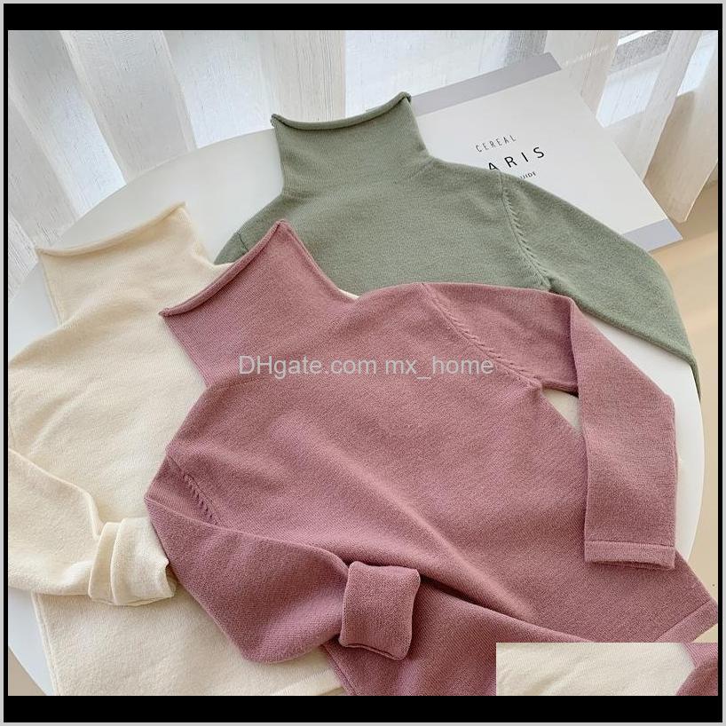 

Pullover Clothing Baby Maternity Drop Delivery 2021 Wlg Autumn For Boys Girls Kids Solid Turtleneck Long Sleeve Sweater Baby Beige Green Pink