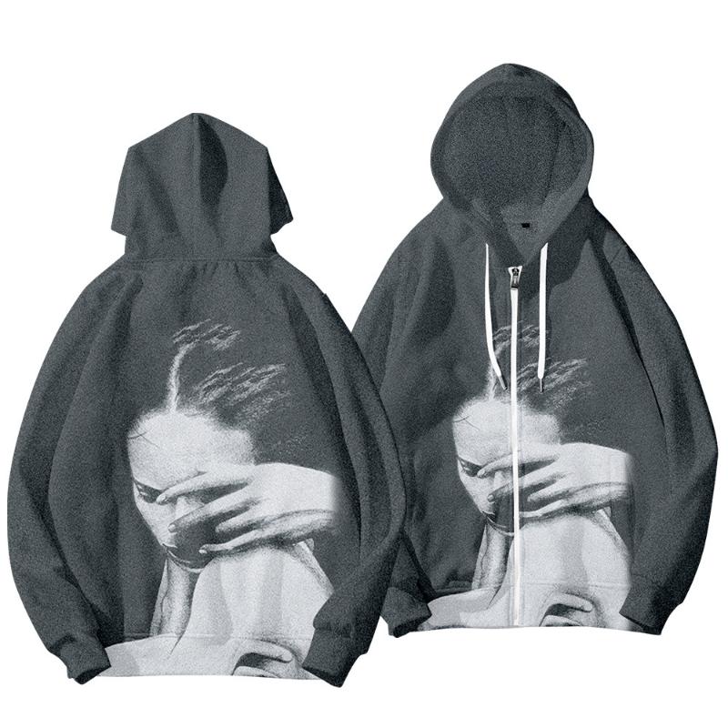 

Men's Jackets Dark Goth Printed Couple Women Men Zipper Coat Hoodies Harajuku Streetwear Fashion Casual Sweatshirt Top Oversize 6XL, Black;brown