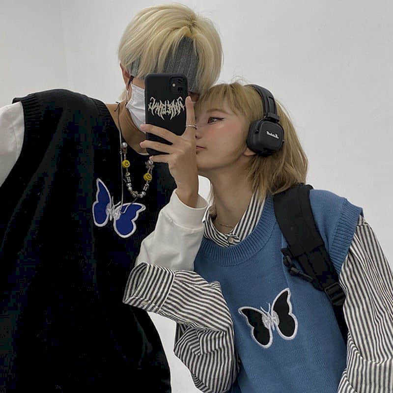 

Vest Sweater Men Women Japanese Dark Wind High Street Hip-hop Butterfly Embroidery Loose Keep Warm 210526, Black vest