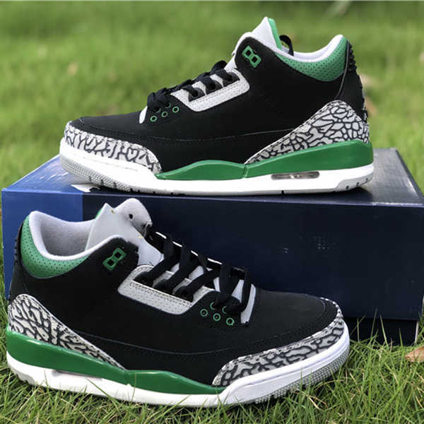 

Top quality jumpman 3s Pine Green Basketball Shoes 3 Black Pine-Green Cement Grey and White Mens Luxurys Designers Sneakers Ship With Box, #1