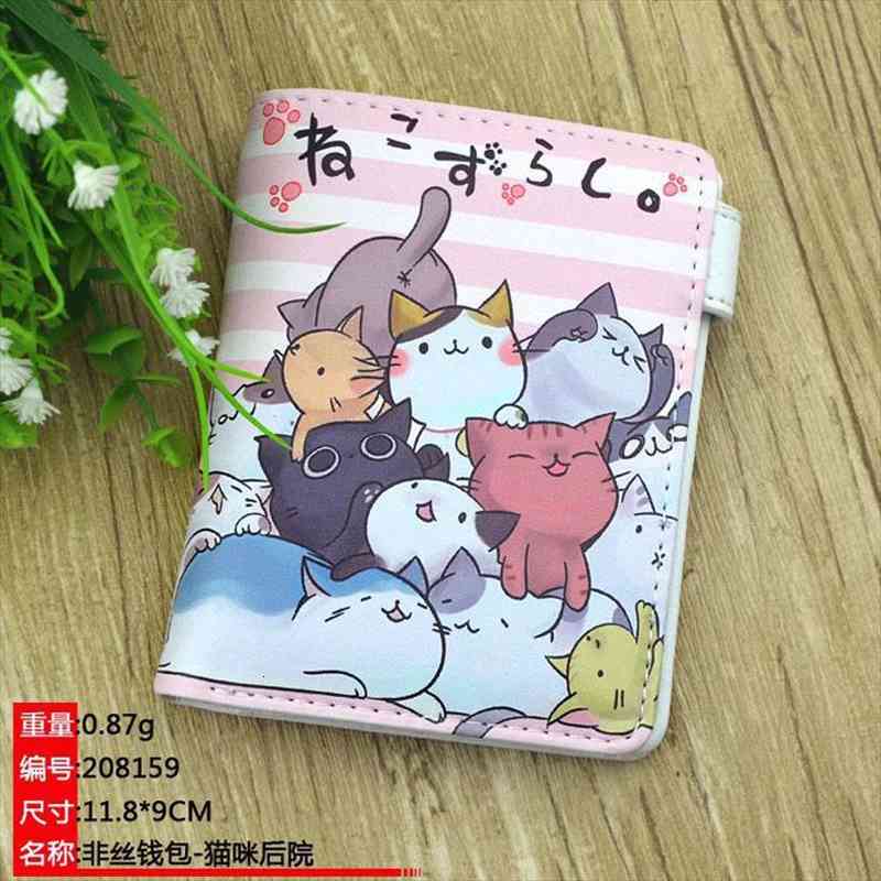 

anime neko atsume card holder purse colorful short coin for boys girls, Red;black