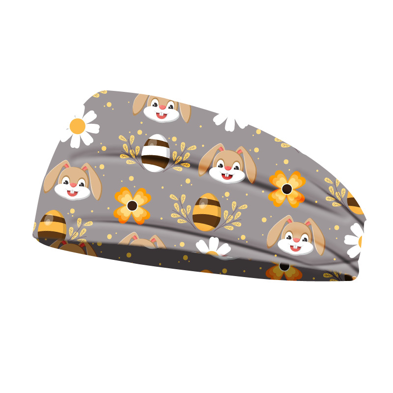 

Easter soft and breathable Printed Headbands Mask Retro Style Yoga Wide Knit Sports Turban Woman Print Gypsy Airship Tie Tied Waist Knot Hygroscopic Headband Gift-3