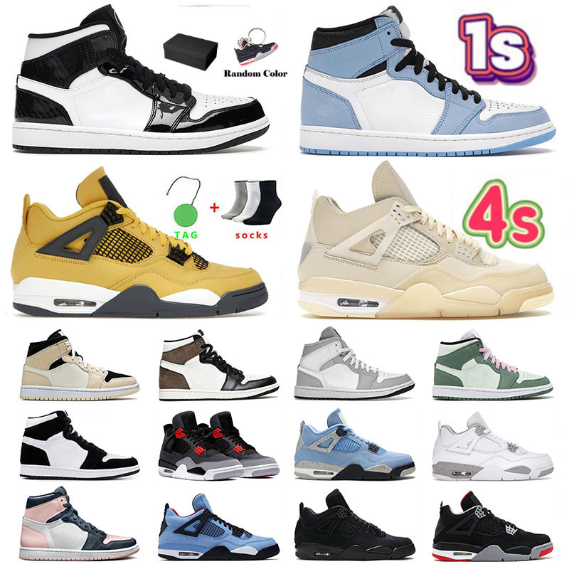 

Designer Jumpman 1 Basketball Shoes 4 University Blue High White Off OG Dark Mocha Mid Carbon Fiber Dutch Green Seafoam Mens Womens Sports Sneakers Trainers, A1 bubble gum 36-46