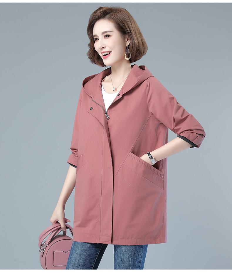 

Windbreaker Women's Middle And Long 2021 Spring Autumn Korean Version Of Large Loose Middle-aged Mother's Thin Coat Trench Coats, Black