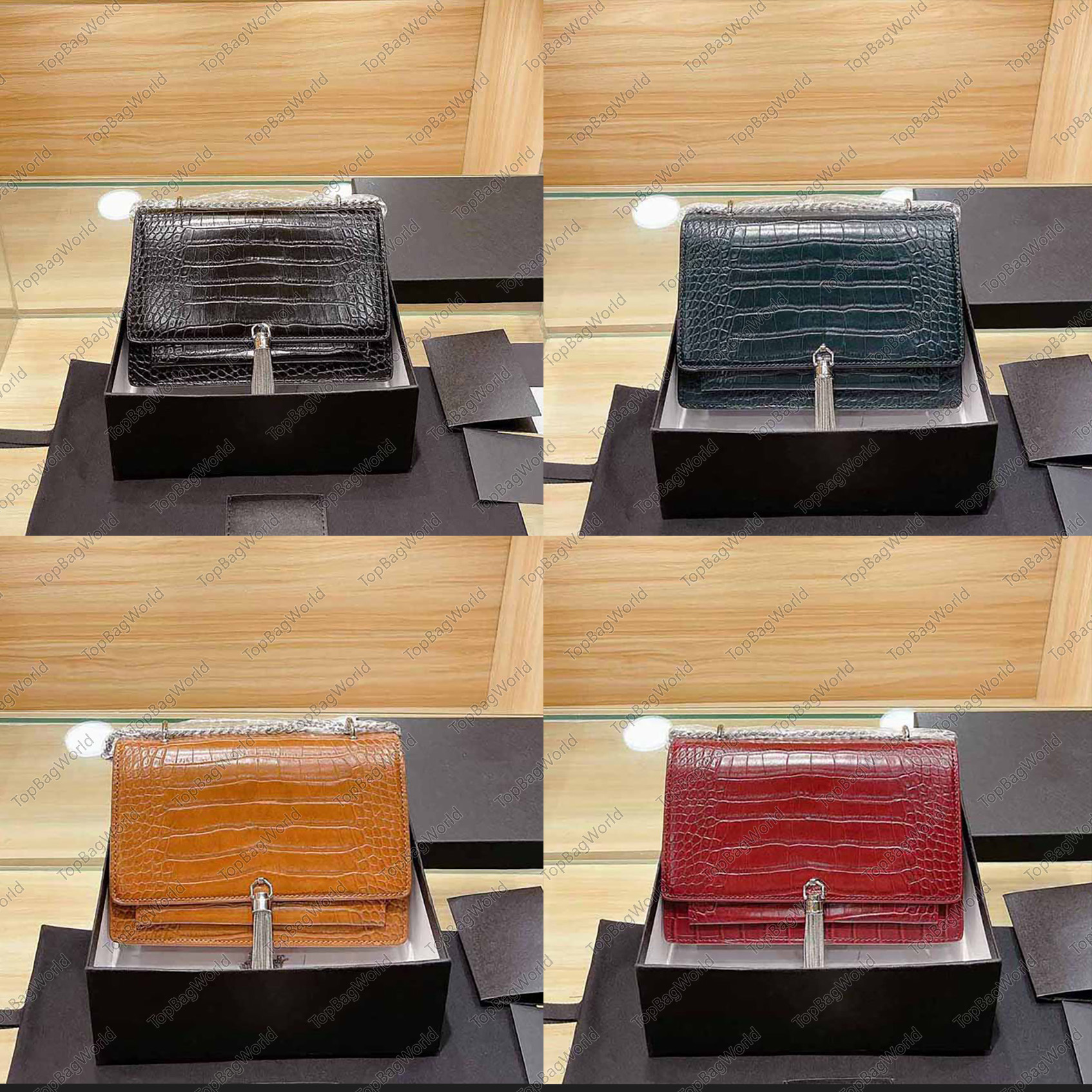 

2020 women handbag Fashion caviar bags Crocodile pattern handbags purses Genuine Leather crossbody lady tote bag, Carton box