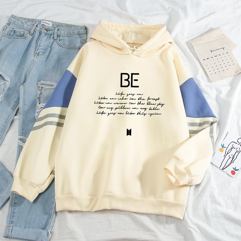 

Kpop Bangtan BE Life Goes On Hoodies Sweatshirts Men/Women Fashion Casual Oversized Sweatshirt Pullover Hooded Clothes Men's &, Yellow
