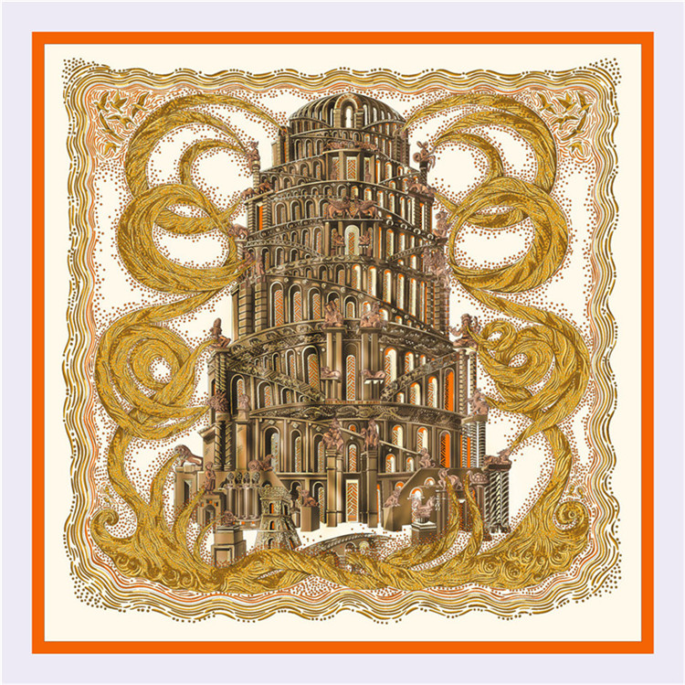

Twill Silk Scarf Women Sky Building Printing Square Scarves Fashion Wraps Female Foulards Large Hijab Shawls Neckerchief 130CM*130CM