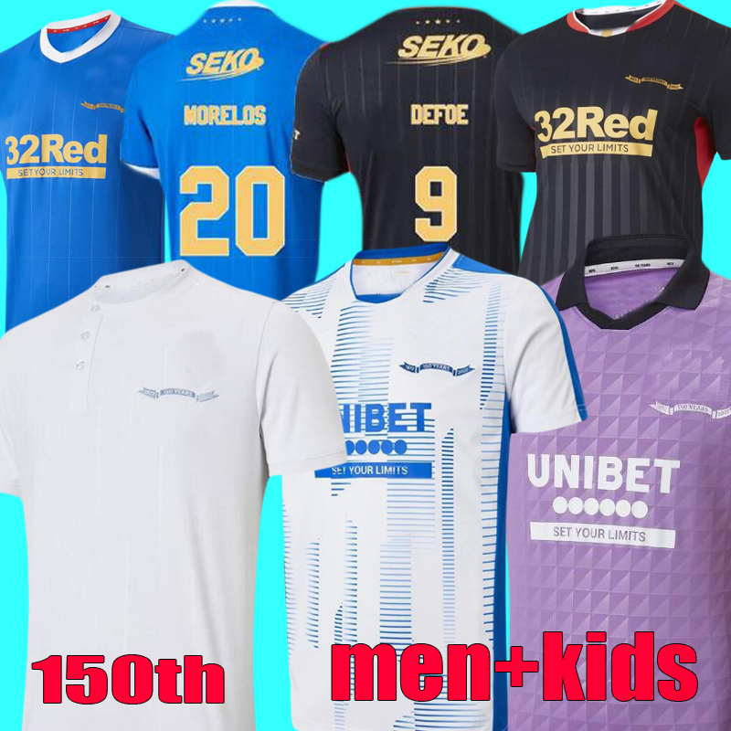 

150th Anniversary Rangers Soccer Jerseys 21 22 special Glasgow TRAINING ROOFE DEFOE HAGI BARKER MORELOS TAVERNIER KENT 2021 2022 ARFIELO Football Shirt Men + kids kit, Fans kids 21 22 home